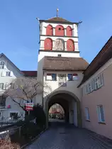 Wangen im Allg�u, Martinstor, erbaut 1347 mit gotischer Malereien (20.02.2021)