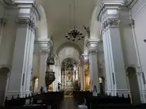 Poznan / Posen, barocker Innenraum der Pfarrkirche des hl. Herzen Jesu, Chorgest�hl von 1620 (12.06.2021)
