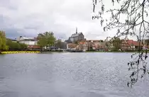 Blick auf die Innenstadt von Hadersleben (d�nisch: Haderslev) vom Stadtpark �Damparken�. Aufnahme: 5. Mai 2021.
