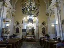 Modliborzyce, barocker Innenraum der Pfarrkirche St. Stanislaw, Hochaltar von 1791 (18.06.2021)