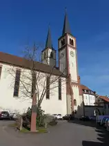 W�rzburg, Don Bosco Kirche oder Schottenkirche St. Jakob, erbaut ab 1146, Wiederaufbau bis 1956 durch den Dombaumeister Albert Bo�let (21.02.2021)