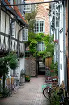 Aufnahme aus der L�becker Altstadt: B�cker-Gang, Innen�hof, Engels�grube 43. Aufnahme: 21. August 2021.