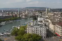 Z�richs Innenstadt limmatabw�rts. Von einem Riesenrad am Bellevue gesehen am 13.09.2009.