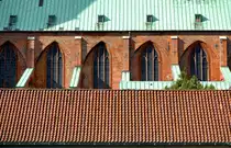 St. Marienkirche in der Hansestadt L�beck. Detailaufnahme von der S�dseite. Aufnahme: 20. August 2021.