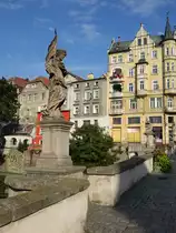 Klodzko / Glatz, Skulptur an der Br�cke Gotycki na Mlynowce (12.09.2021)
