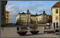Das Wrangelsches Palais auf der Stockholmer Insel Riddarholmen wurde im 17. Jahrhundert unter Verwendung von T�rmen der alten Befestigung erbaut. (29.09.2021)