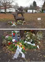 Hamburg am 23.11.2021: Mahnmal f�r die Opfer der Tierausbeutung an der Stra�e Sch�ne Aussicht im Stadtteil Uhlenhorst,  , K�nstler und Aufsteller unbekannt  /