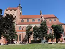 Stargard Szczecinski / Stargard, Pfarrkirche St. Marien, gotische Backstein Basilika, erbaut im 13. Jahrhundert (31.07.2021)