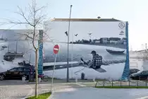 OLH�O (Concelho de Olh�o), 19.02.2020, Wandmalerei in der Rua da F�brica Velha