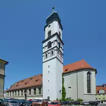 Die evangelische Kirche St. Stephan erhielt in etwa um 1506 ihre jetzige Au�engestalt. (Lindau, Juli 2017)