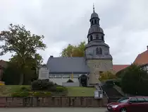 H�rnsheim, evangelische Kirche, Saalkirche erbaut von 1968 bis 1969, sp�tgotischer Chorturm (01.11.2021)