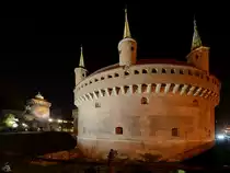 Der Ende des 15. Jahrhunderts im gotischen Backsteinstil erbaute Barbakan in Krakau gilt als der gr��te erhaltene Barbakan Europas. (M�rz 2014)