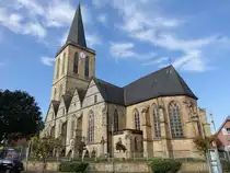 Emsb�ren, gotische St. Andreas Kirche, dreischiffige Hallenkirche aus dem 15. Jahrhundert (10.10.2021)