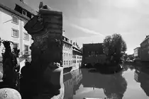 Blick �ber den Fluss Pegnitz in N�rnberg. (Mai 2017)
