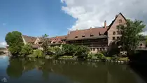 Blick �ber den Fluss Pegnitz. (N�rnberg, Mai 2017)