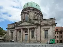 Die Elisabethkirche in N�rnberg wurde mit vielen Unterbrechungen in den Jahren 1785 bis 1903 erbaut. (Mai 2017)