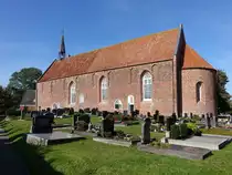 Gro�-Midlum, evangelische Kirche, gotische Backsteinkirche, erbaut im 13. Jahrhundert (09.10.2021)