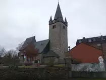 Breithardt, evangelische Kirche, sp�tgotischer Chor erbaut von 1450 bis 1492, Kirchenschiff 17. Jahrhundert (29.01.2022)