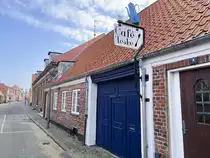 Cafe Teske (deutsch �Cafe Teel�ffel) in der Kleinstadt Ringk�bing. Aufnahme: 25. M�rz 2022. 