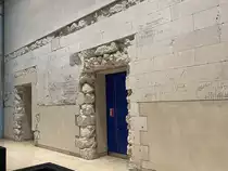 Details mit russischen Graffiti vom Ende des Zweiten Weltkriegs in der N�he des Ost-Eingangs des Reichstags, gesehen am 14. April 2022 in Berlin.