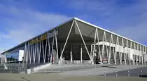 Freiburg, S�d-West-Ecke mit Haupteingang zum neuen Fu�ballstadion, Feb.2022