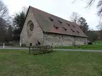 Georgenthal, Kornhaus mit gro�en Rosettenfenster, erbaut im 15. Jahrhundert (15.04.2022)