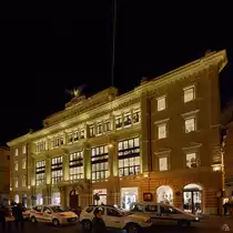 Der ehemalige Palast der Milit�runion (Palazzo dell'Ex Unione Militare) wurde im eklektischen Stil erbaut und diente urspr�nglich als Hauptquartier der Firma Milit�runion, die sich auf die Lieferung von Uniformen und Zubeh�r f�r die italienischen Streitkr�fte spezialisiert hatte. (Rom, Dezember 2015)