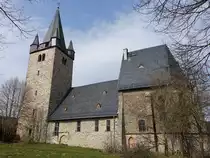 Breithardt, evangelische Kirche, romanischer Kirchturm, sp�tgotischer Chor erbaut von 1450 bis 1492, Kirchenschiff 17. Jahrhundert (20.03.2022)