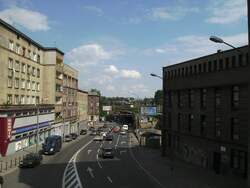 Die Bahnhofsstra�e beim Bahnhof Bytom